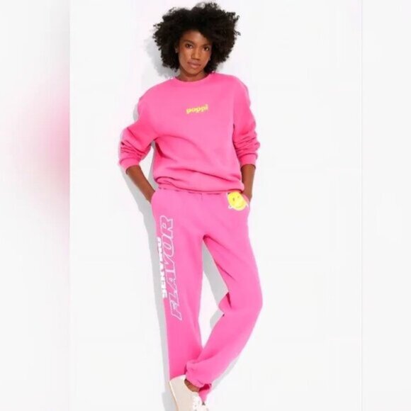 NWT Poppi ⭐️SET⭐️ Pink Joggers and Sweat Shirt Women's Size XL - Picture 1 of 16